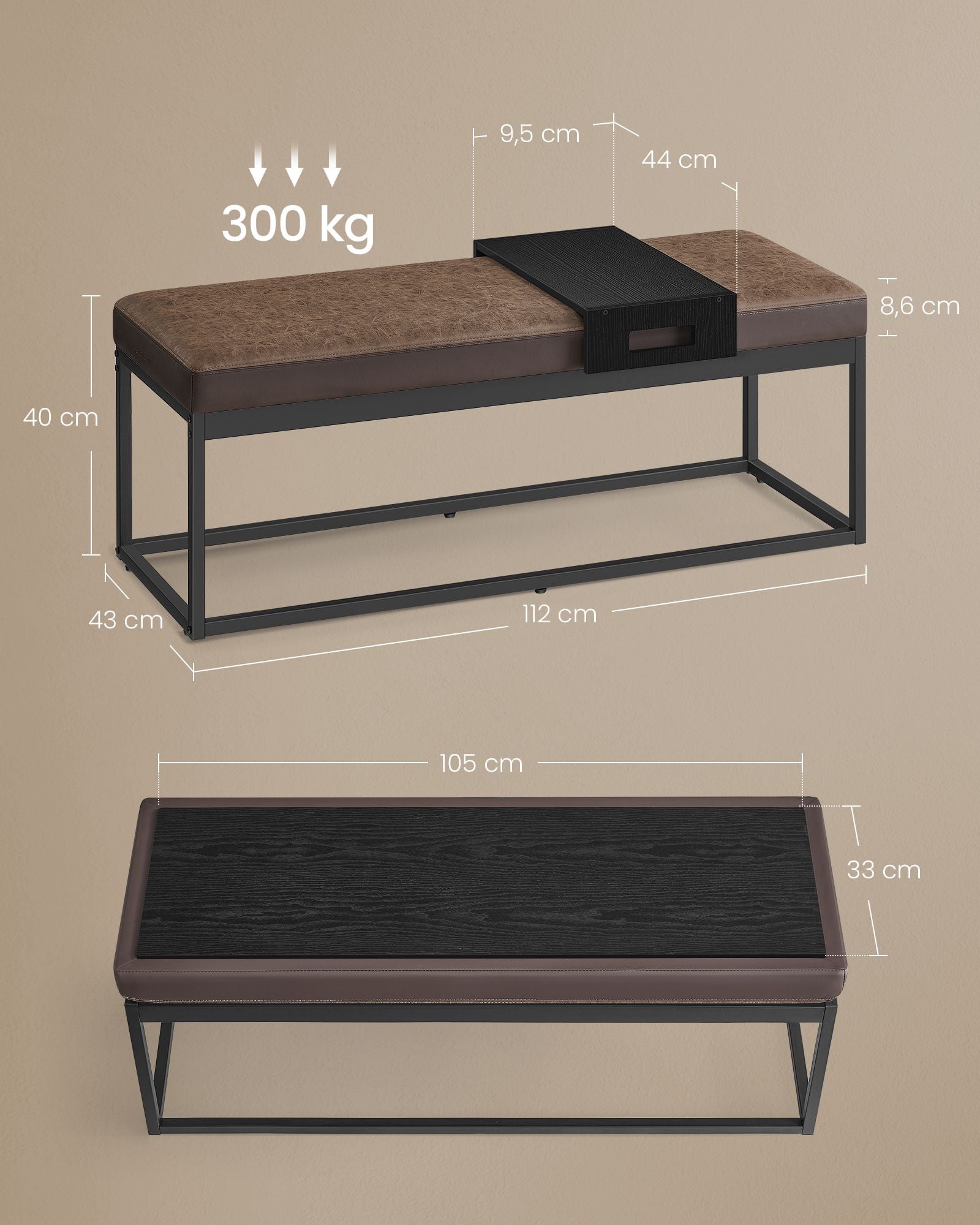 Hembänk med förvaringsutrymme - Konstgjord läder - Tidlös design