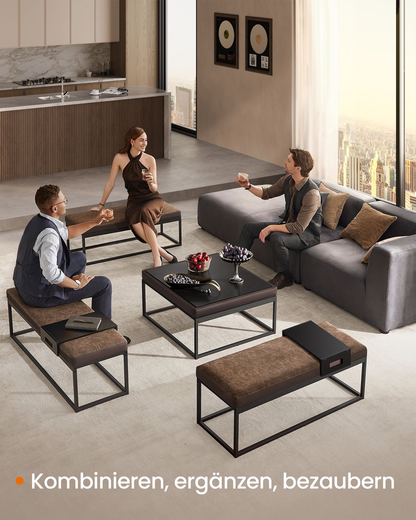 Bänk med förvaringsutrymme – tidlös design – valnötsbrun