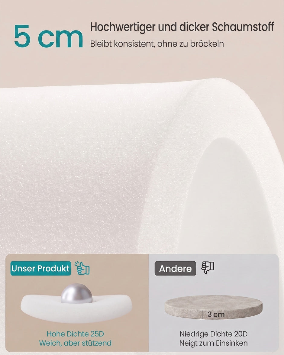 Poef met Opbergruimte – Rond – Teddy – Houten Poten – Crèmewit