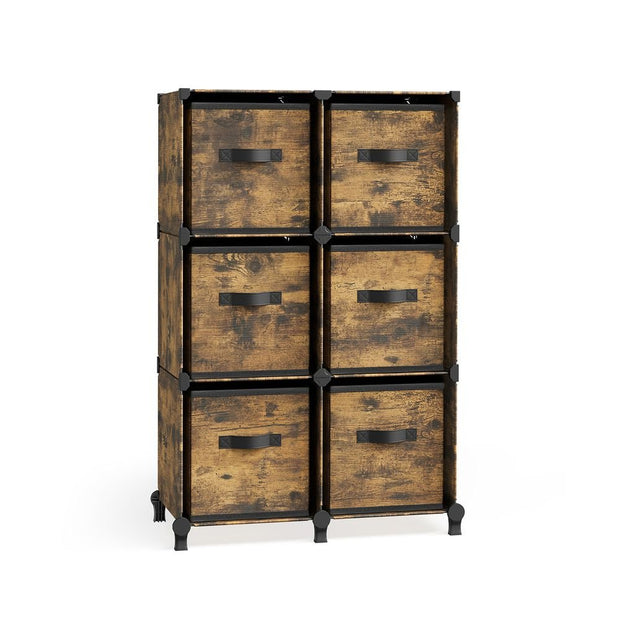 Kubskåp – 6 fack med förvaringslådor – Ink Black-Dove Grey