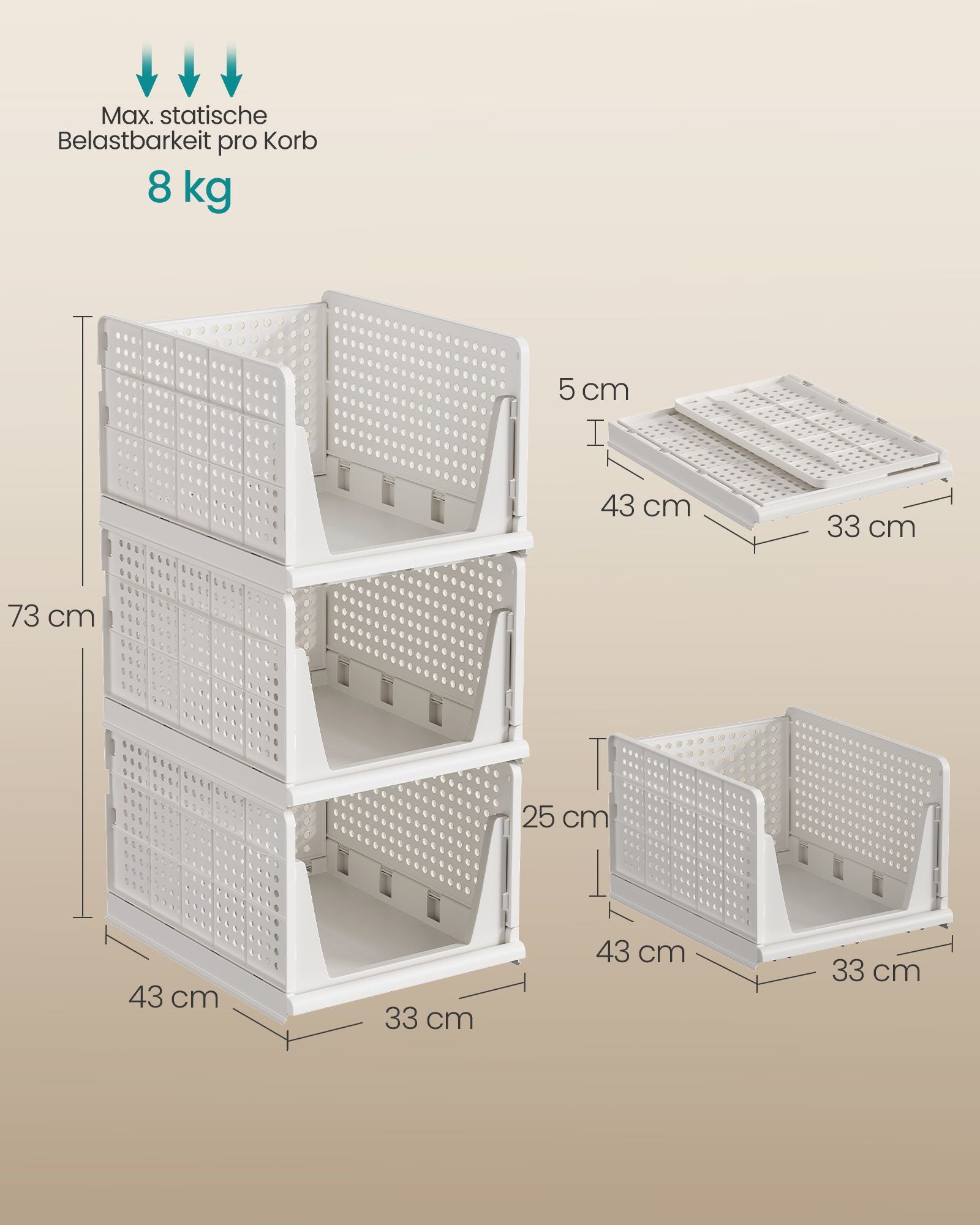 Lade-organizer - Opvouwbaar - Set van Meerdere Boxen - Wit - 43 x 33 x 25 cm