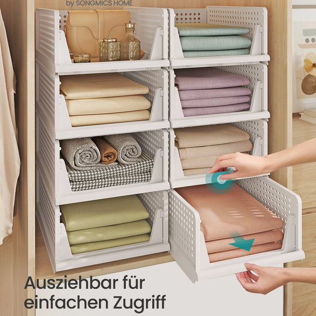 Kastorganizer – Set van 8 – Uittrekbare Manden – Stapelbaar en Inklapbaar – Wit