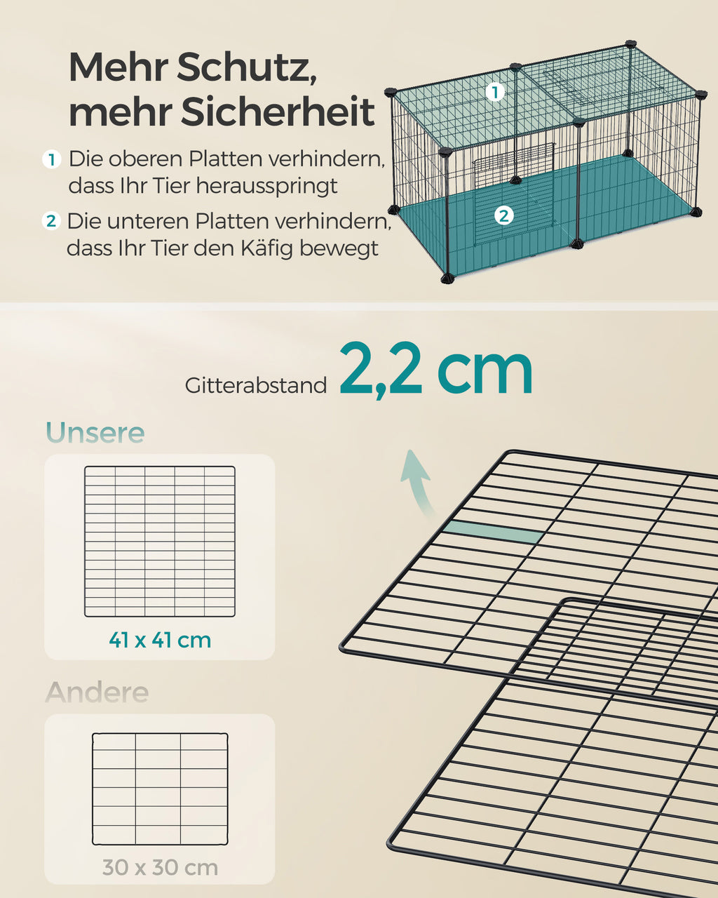 Small Animal Cage - 82 x 41 x 41 cm - med 2 dörrar - L