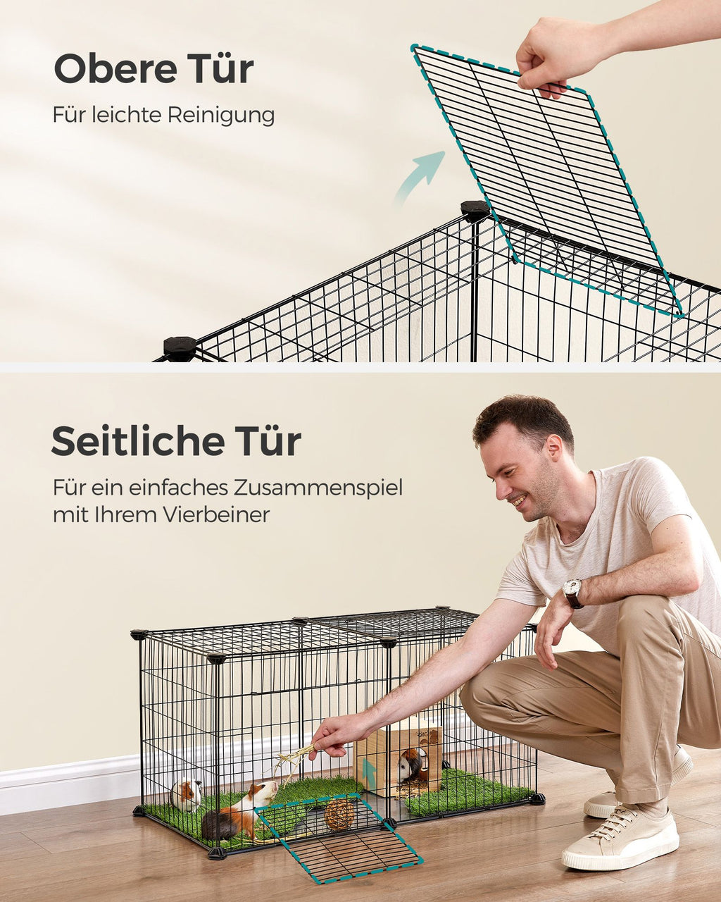 Small Animal Cage - 82 x 41 x 41 cm - med 2 dörrar - L