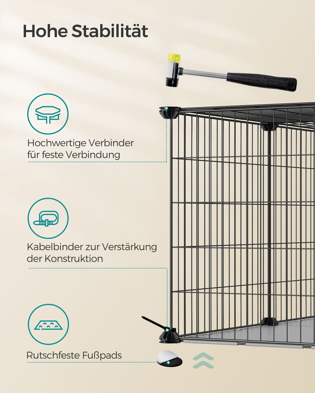 Small Animal Cage - 82 x 41 x 41 cm - med 2 dörrar - L