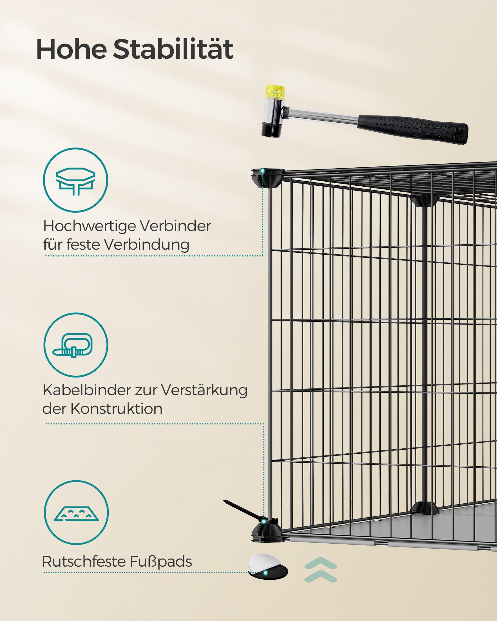Small Animal Cage - 82 x 41 x 41 cm - med 2 dörrar - L