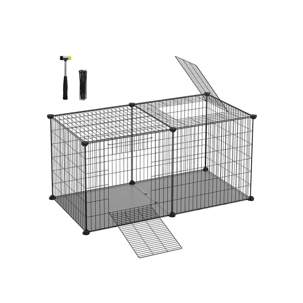 Smådjursbur – 2 dörrar – stål – svart