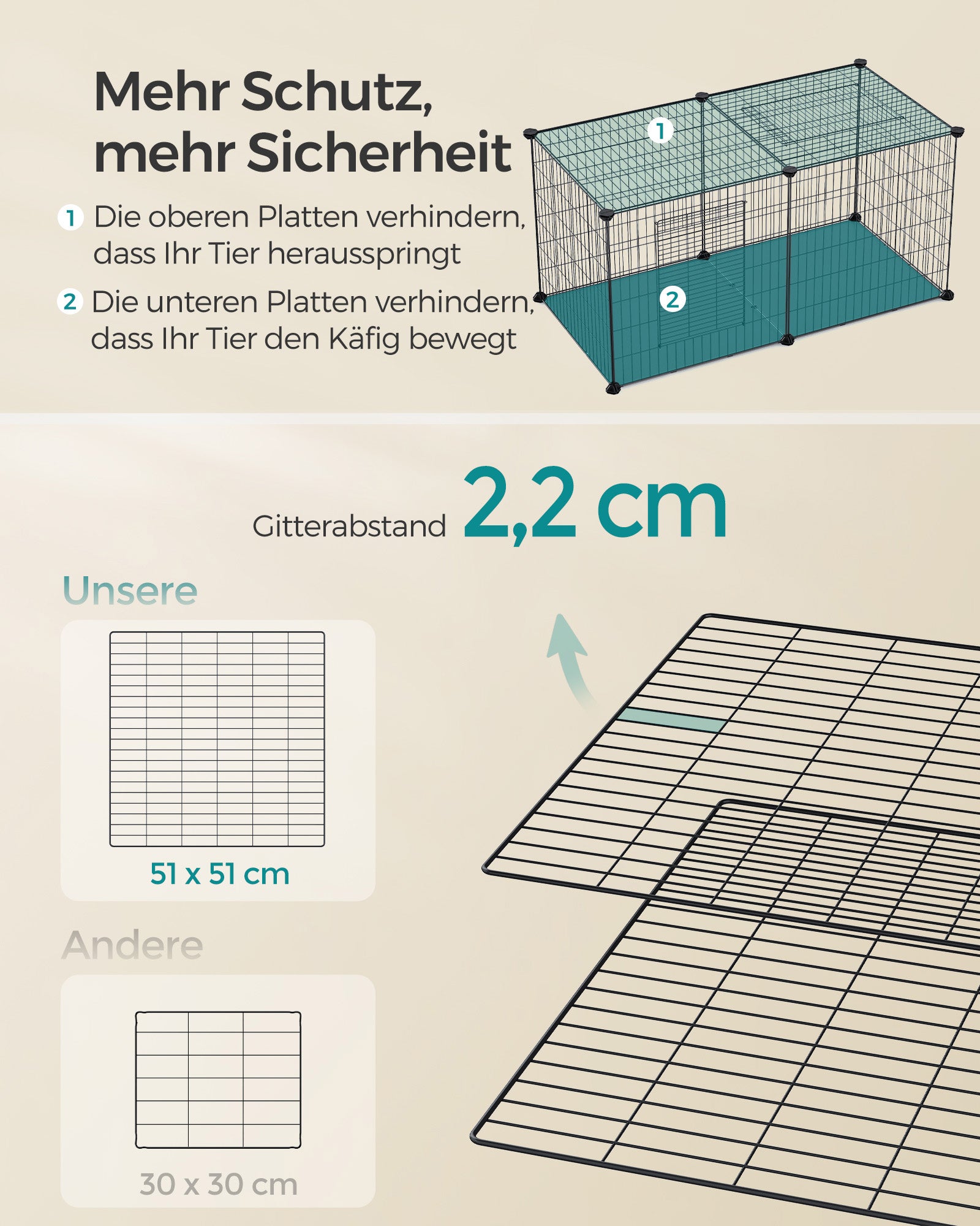 Small Animal Cage - 102 x 51 x 51 cm - med 2 dörrar - xl