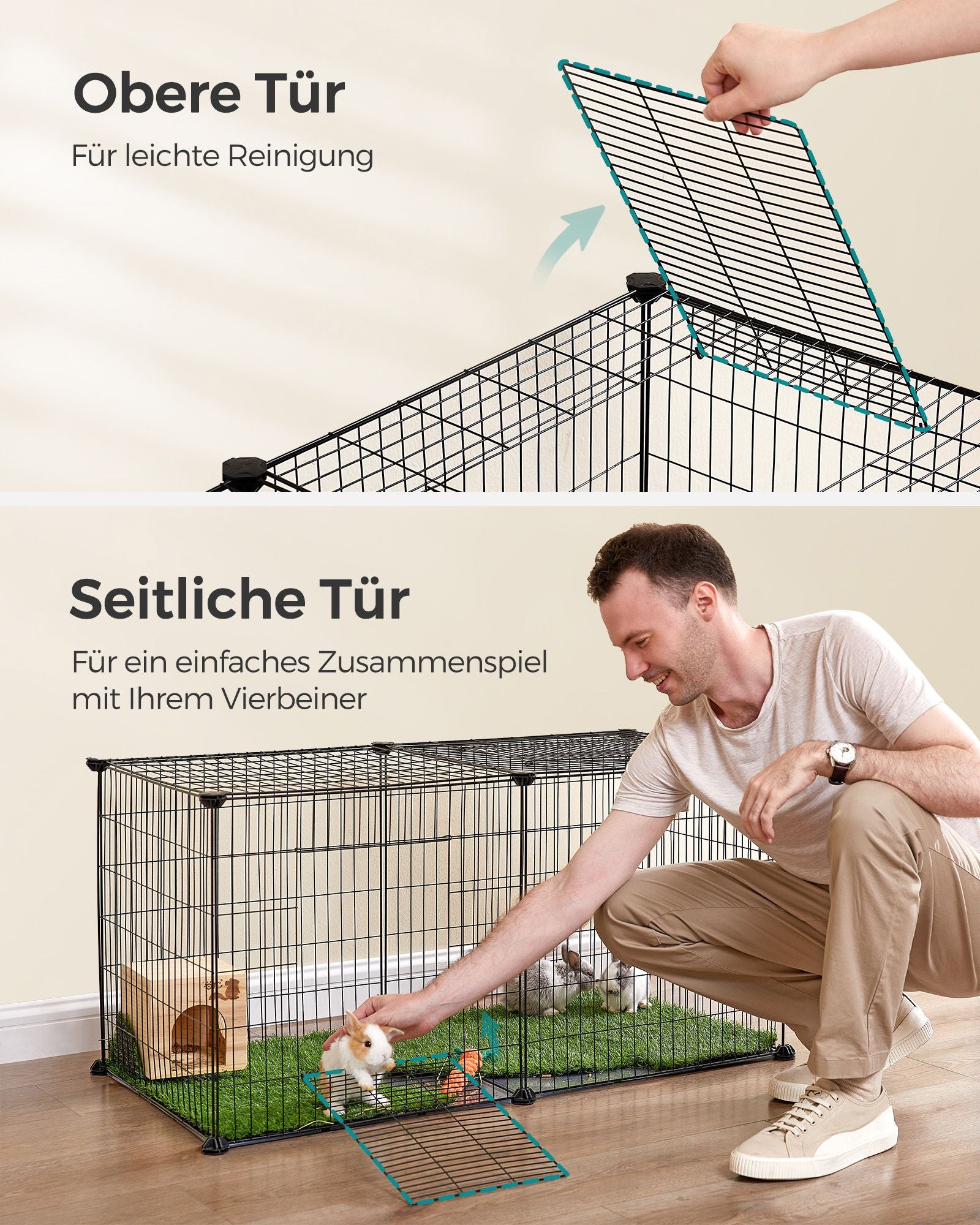 Small Animal Cage - 102 x 51 x 51 cm - med 2 dörrar - xl