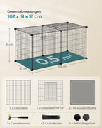 Small Animal Cage - 102 x 51 x 51 cm - med 2 dörrar - xl