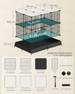 Knaagdierenkooi - 2 Verdiepingen - Met Ren - Waterbestendige Bodem - Inktzwart