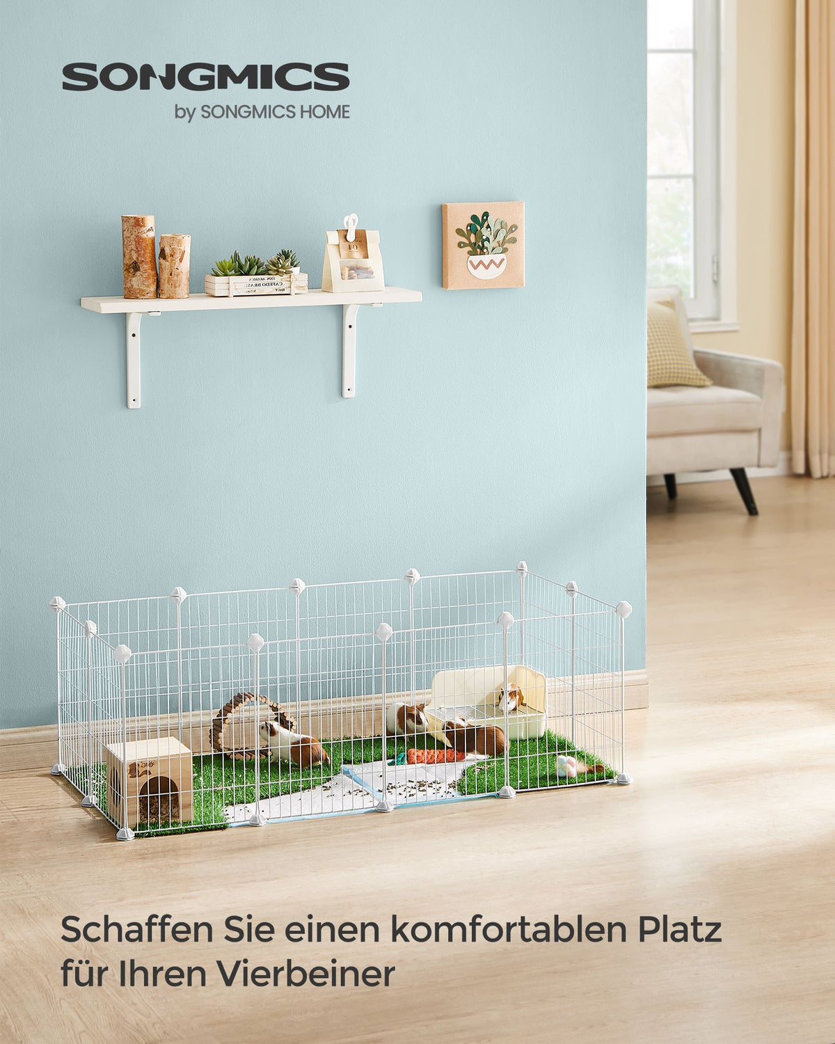 Konijnenren – Modulaire Metalen Panelen – DIY – 144,6 x 74,2 x 46,4 cm – Wit