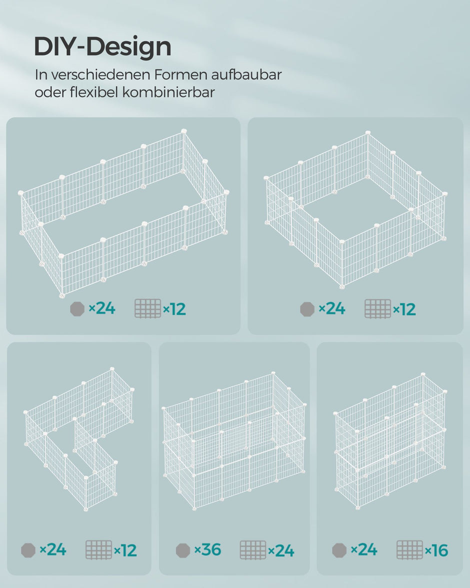 Konijnenren – Modulaire Metalen Panelen – DIY – 144,6 x 74,2 x 46,4 cm – Wit