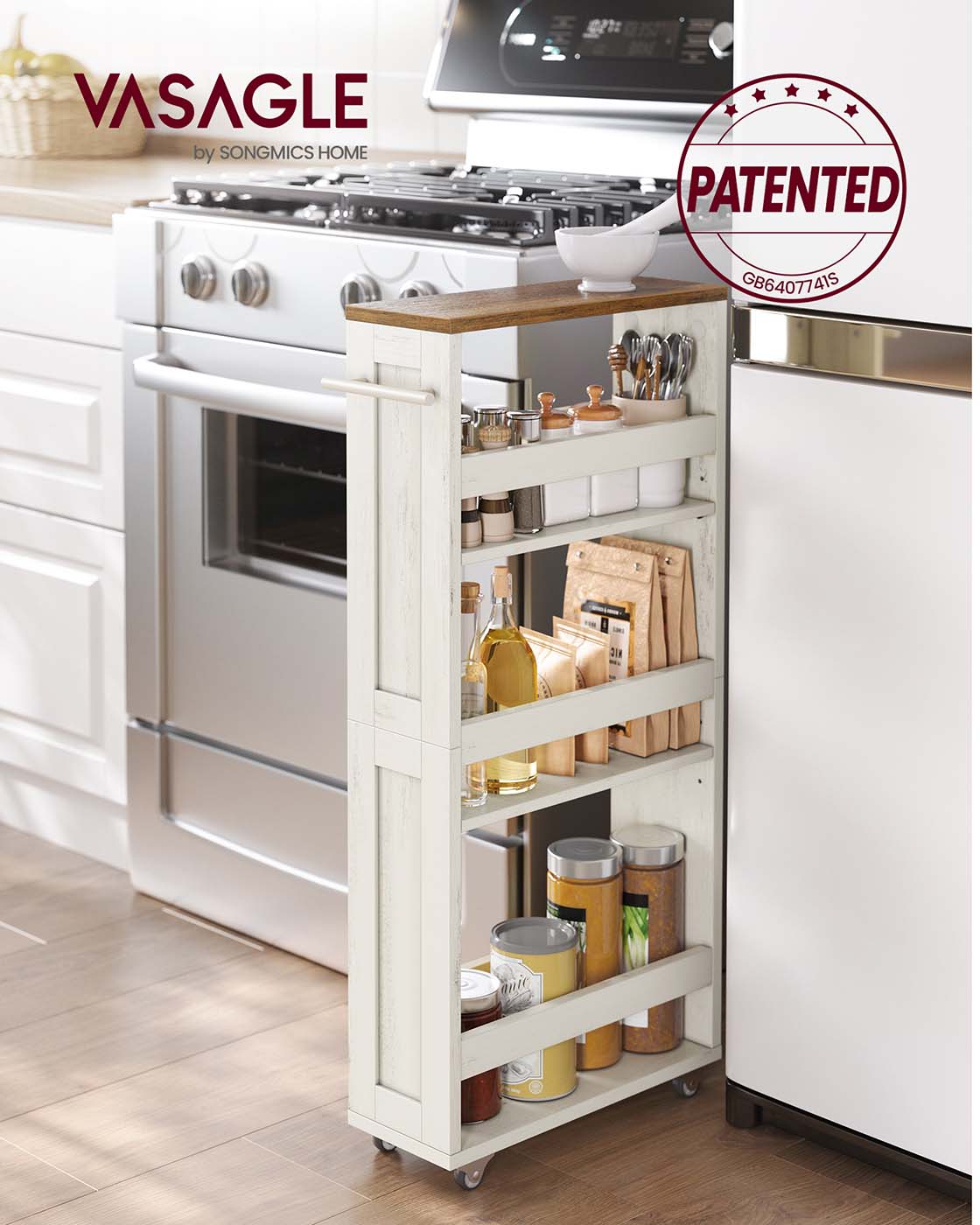 Vagn - smal - 4 nivåer - handtag