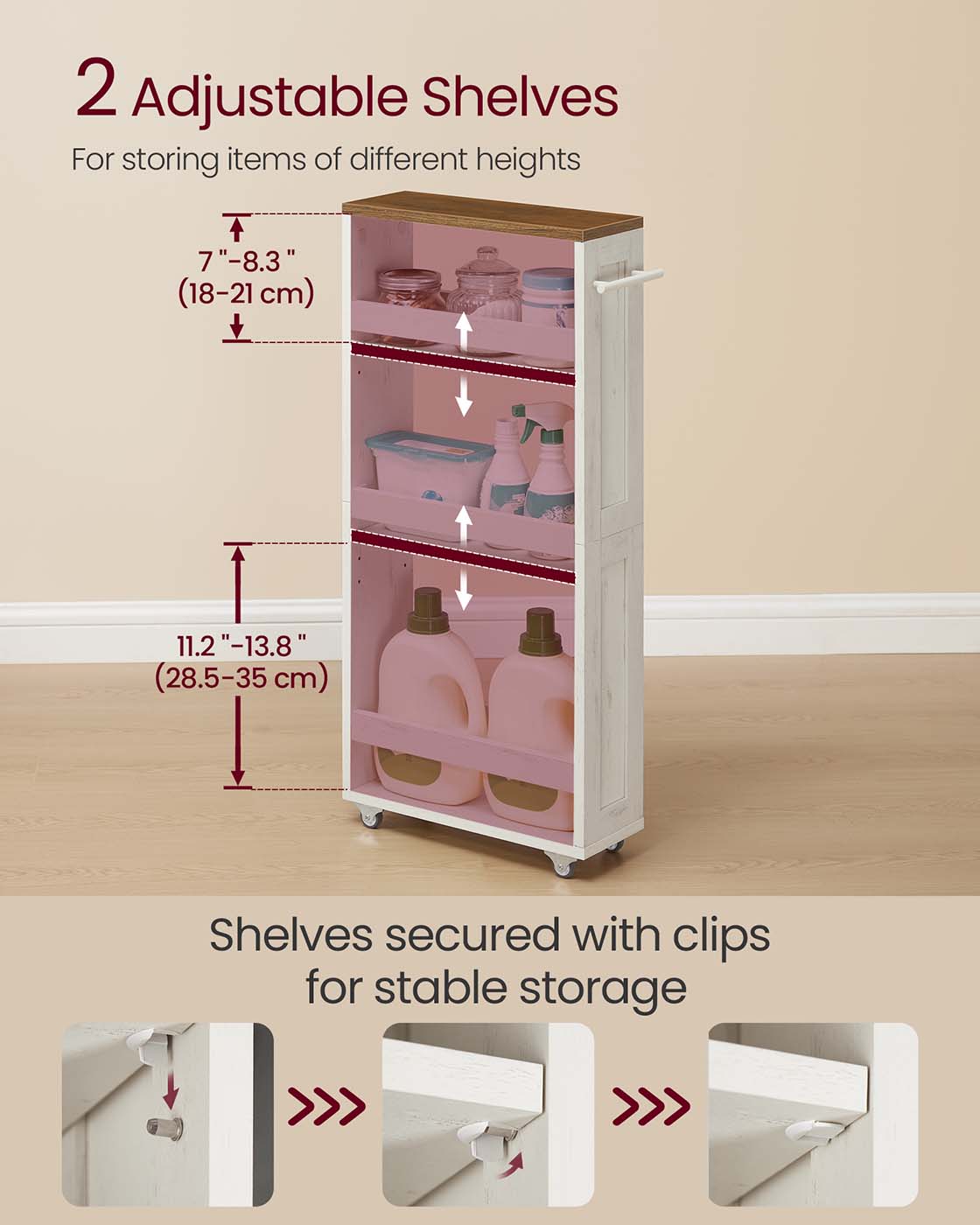 Vagn - smal - 4 nivåer - handtag