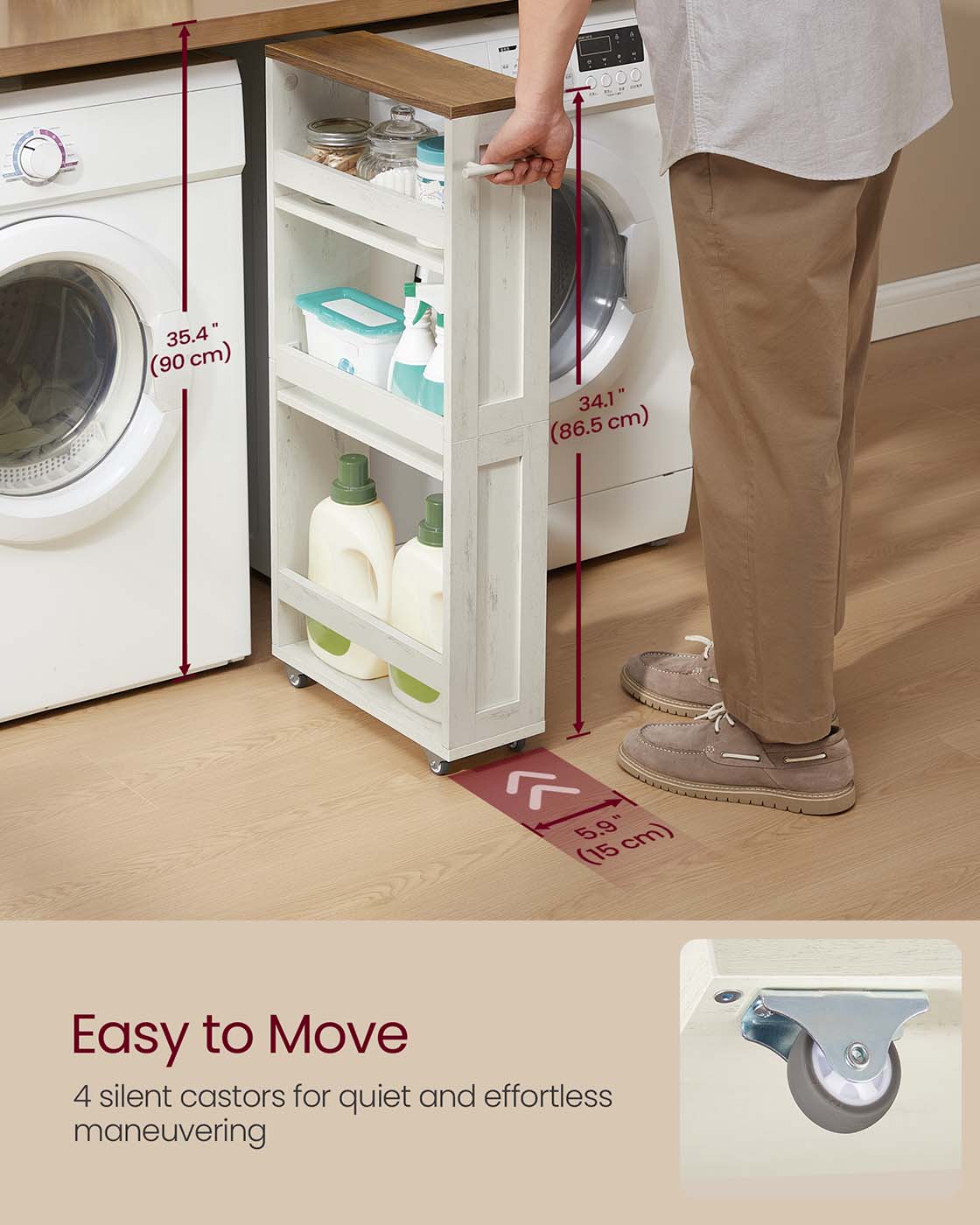 Vagn - smal - 4 nivåer - handtag