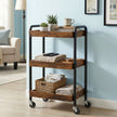Serveertrolley - 3 Etages - Met Handgrepen - Op Wielen - Bruin