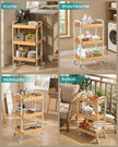 Rolwagen - 27,5 x 41,3 x 73 cm - Stalen frame - Natuurlijk beige - Maximale belasting per plank: 10 kg
