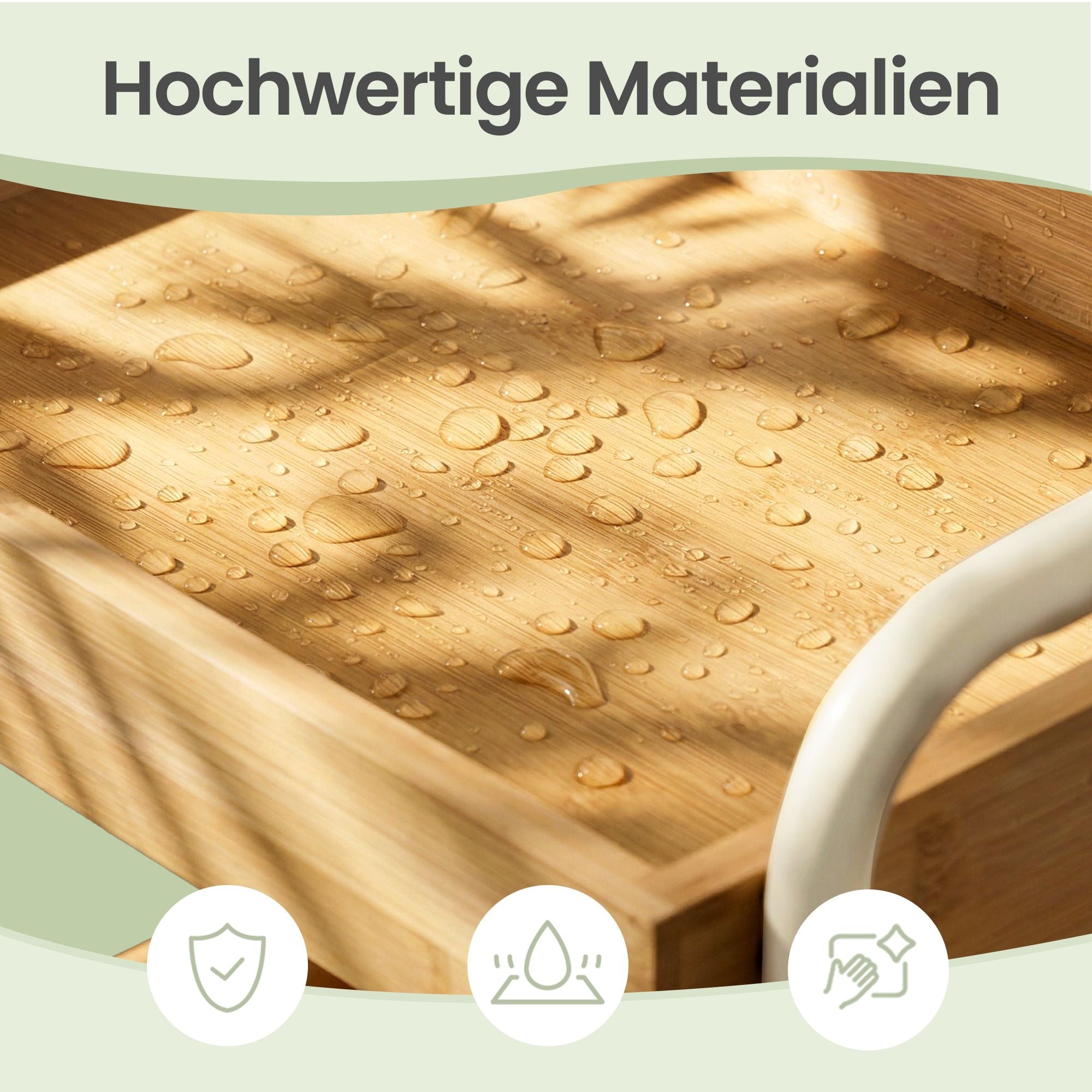 Serveertrolley - 3 Etages - Bamboe - Met Handgrepen - Beige
