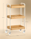 Rolwagen - 27,5 x 41,3 x 73 cm - Stalen frame - Natuurlijk beige - Maximale belasting per plank: 10 kg
