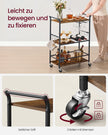 Serveerwagen - Met Wijnrek en Glashouder - Industrieel Design - Rustiek bruin-matzwart - 64,5 x 32 x 85,5 cm