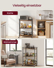 Serveerwagen - Met Wijnrek en Glashouder - Industrieel Design - Rustiek bruin-matzwart - 64,5 x 32 x 85,5 cm