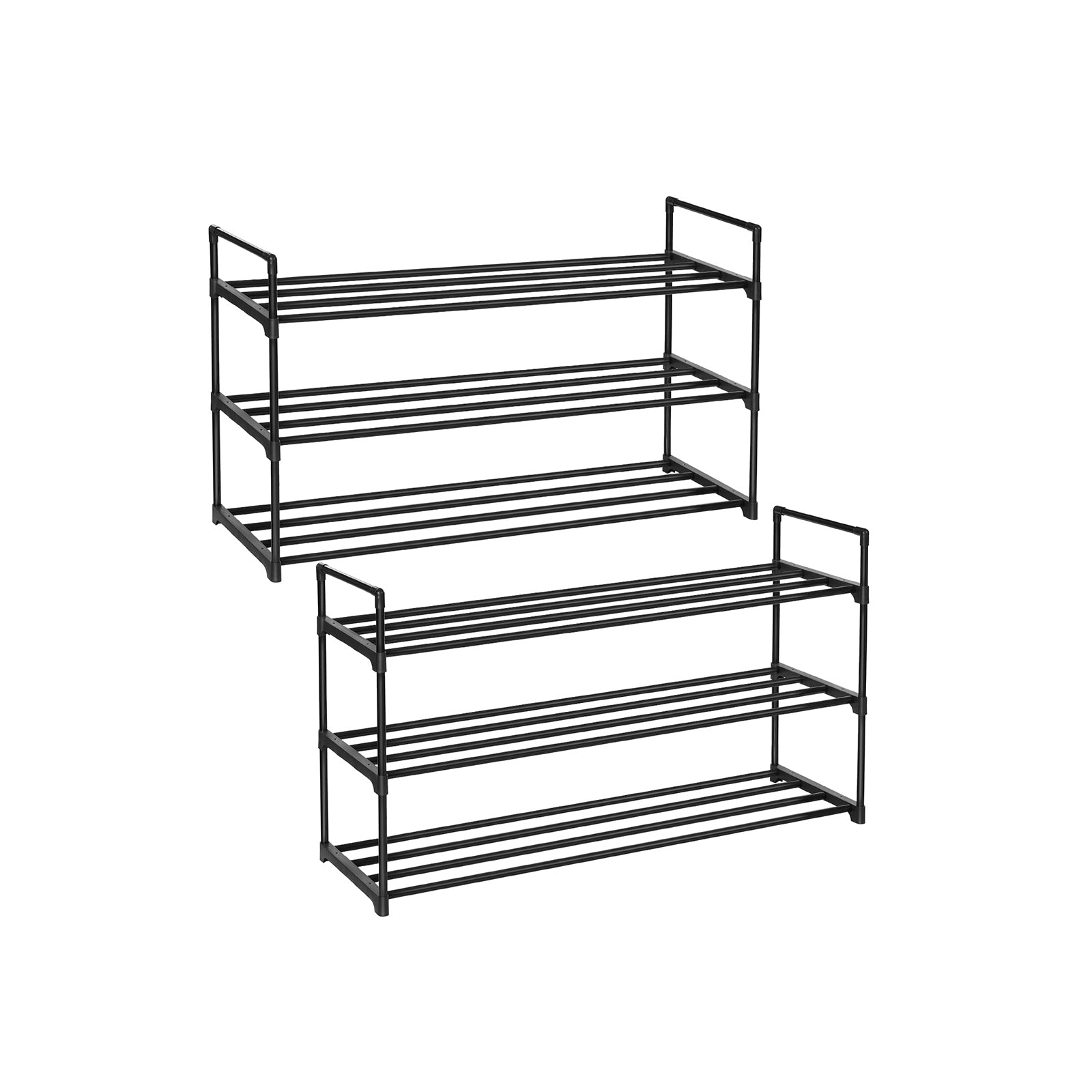 Shoe Rack - Uppsättning av 2 - med 3 nivåer - Metall Shoe Storage - Svart