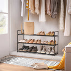 Shoe Rack - Uppsättning av 2 - med 3 nivåer - Metall Shoe Storage - Svart