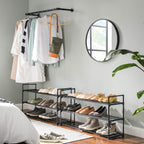 Shoe Rack - Uppsättning av 2 - med 3 nivåer - Metall Shoe Storage - Svart