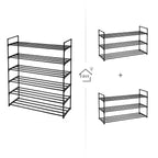Shoe Rack - Uppsättning av 2 - med 3 nivåer - Metall Shoe Storage - Svart