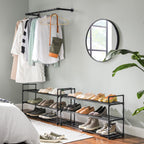 Shoe Rack - Uppsättning av 2 - med 3 nivåer - Metall Shoe Storage - Svart