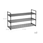 Shoe Rack - Uppsättning av 2 - med 3 nivåer - Metall Shoe Storage - Svart