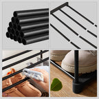 Shoe Rack - 3 -lagring av lagringsstället - Svart - Svart