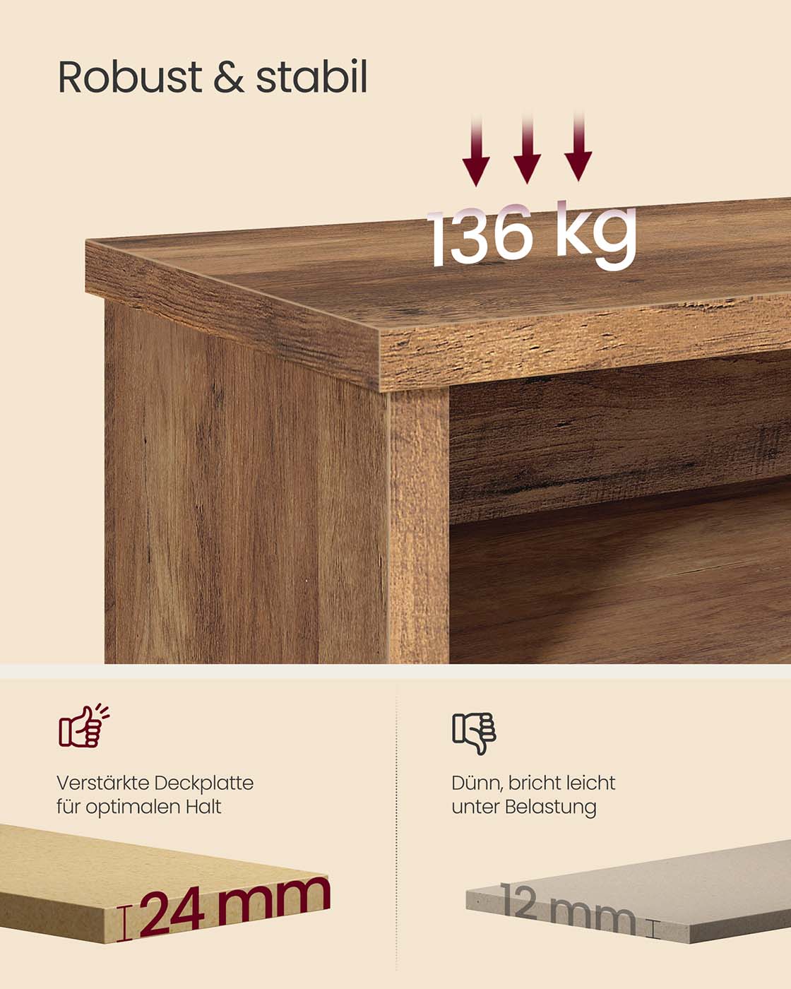 Skobänk – Förvaringsutrymme och ställbara hyllor – Trä – Hall eller entré