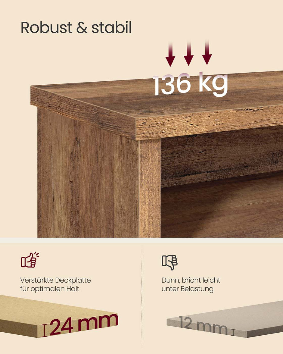 Skobänk – Förvaringsutrymme och ställbara hyllor – Trä – Hall eller entré