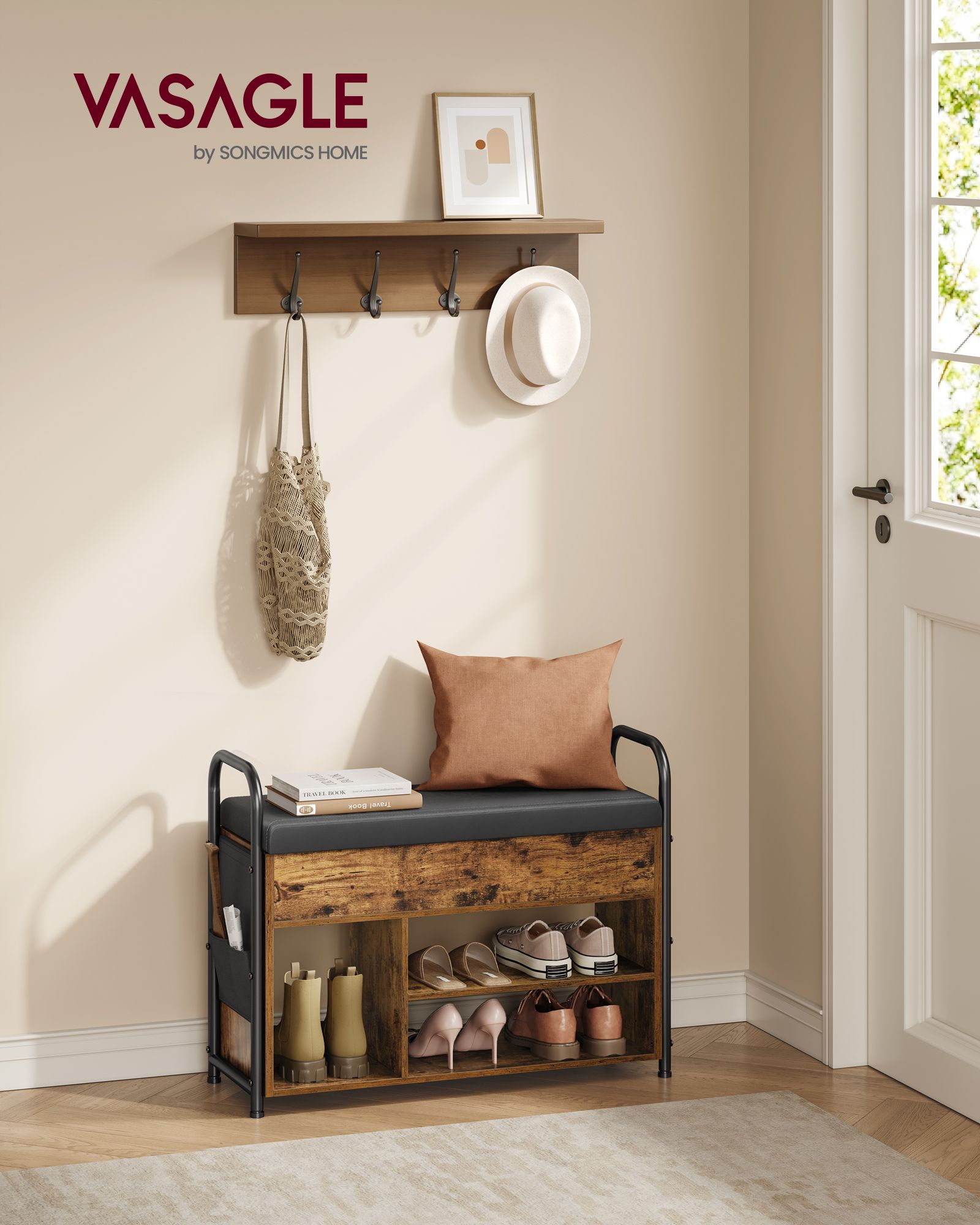 Shoe Bank - med sittplatser och handtag - 80,6 cm bred