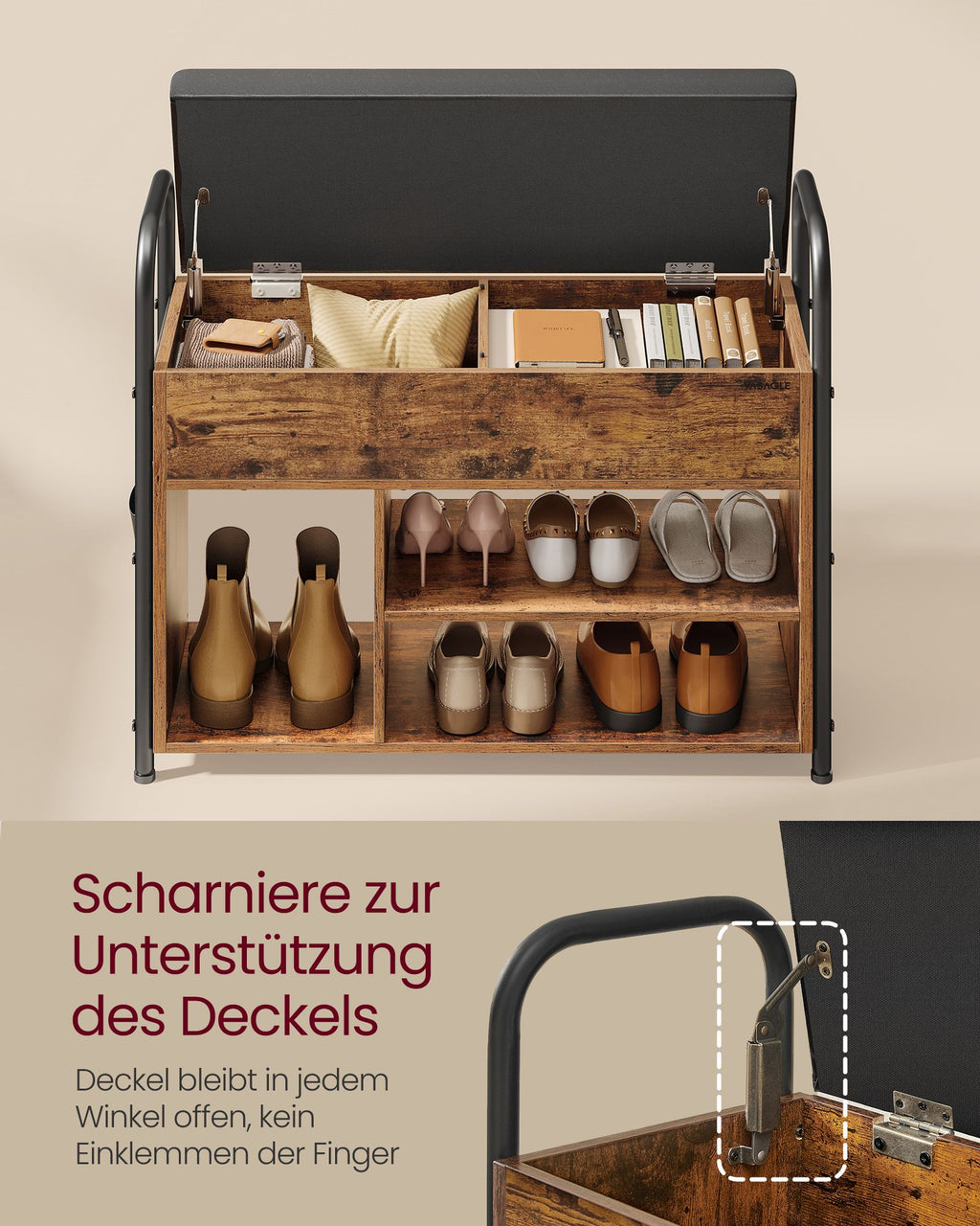 Shoe Bank - med sittplatser och handtag - 80,6 cm bred