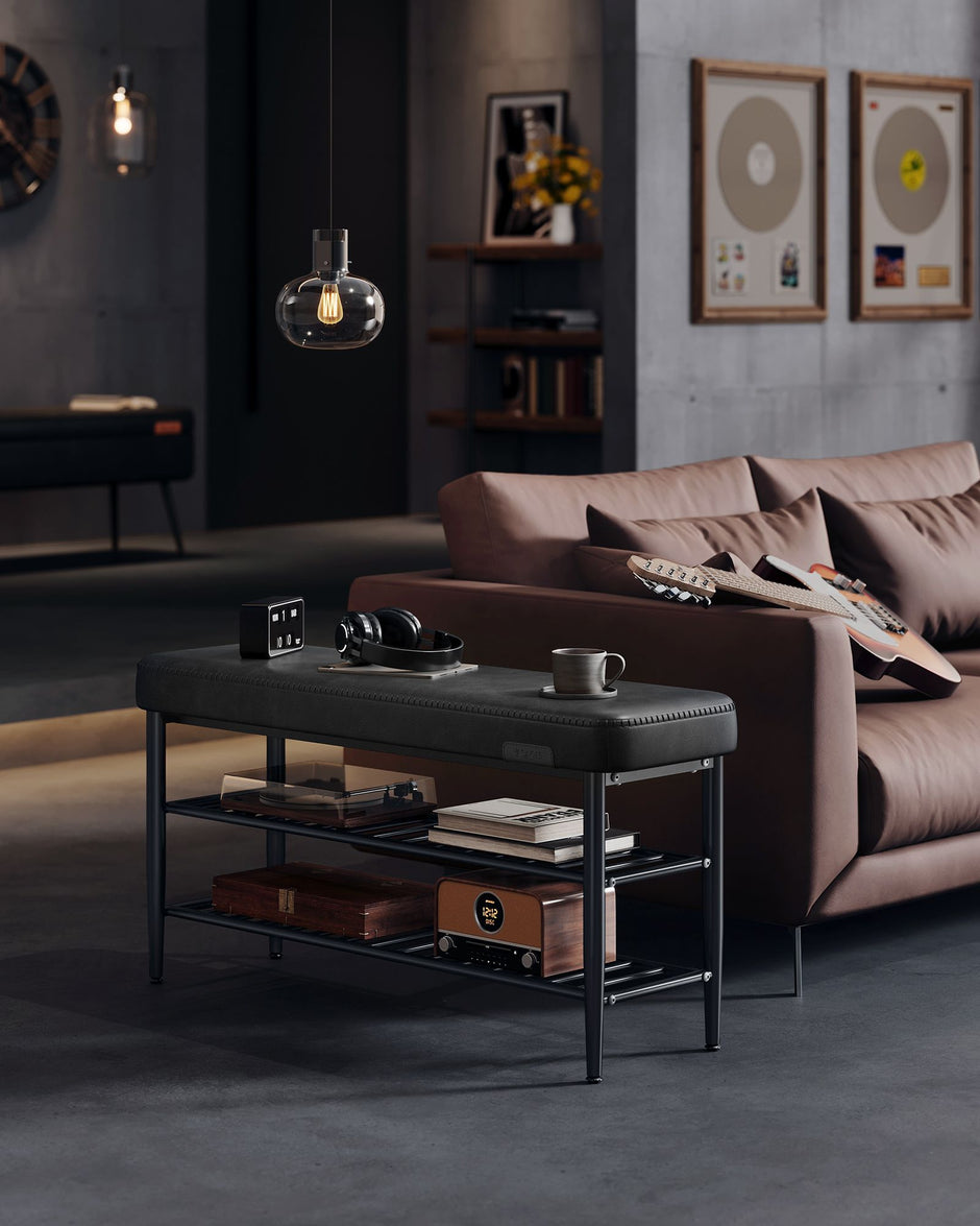 Skobänk – Med sömmar – Stål – Bläcksvart