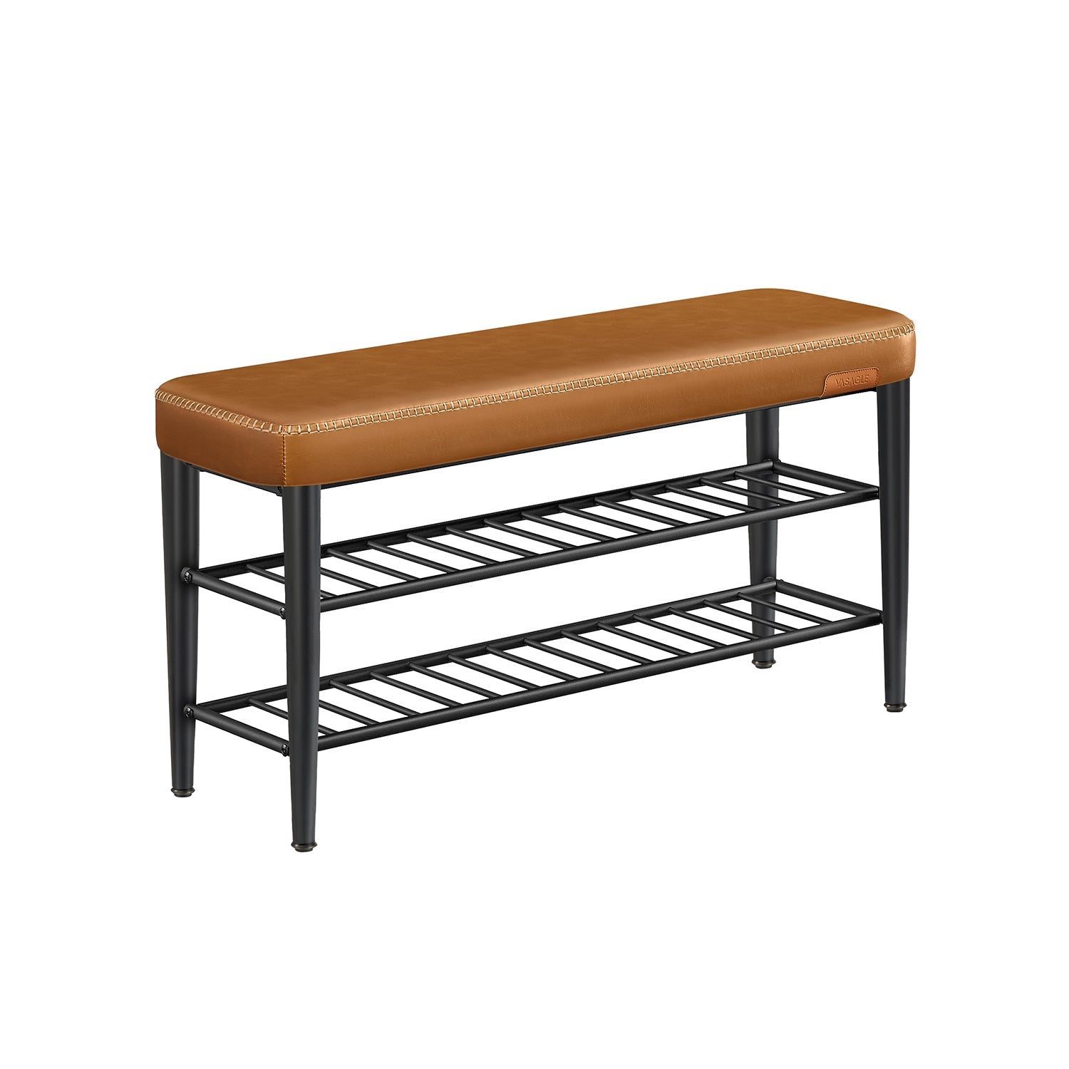Skobänk med sömmar 30 x 100 x 50 cm bläck svart