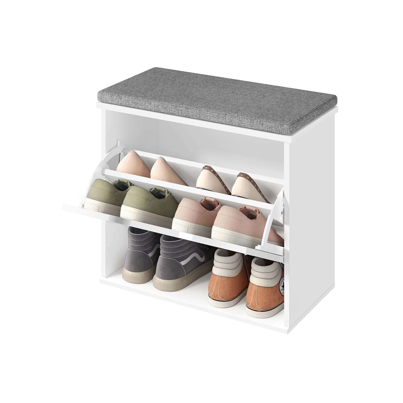 Skobänk - Sittdyna, hopfällbart fack och justerbar skiljevägg - Trä - Hall