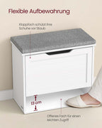 Skobänk - Sittdyna, hopfällbart fack och justerbar skiljevägg - Trä - Hall