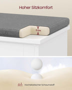 Skobänk - Sittdyna, hopfällbart fack och justerbar skiljevägg - Trä - Hall