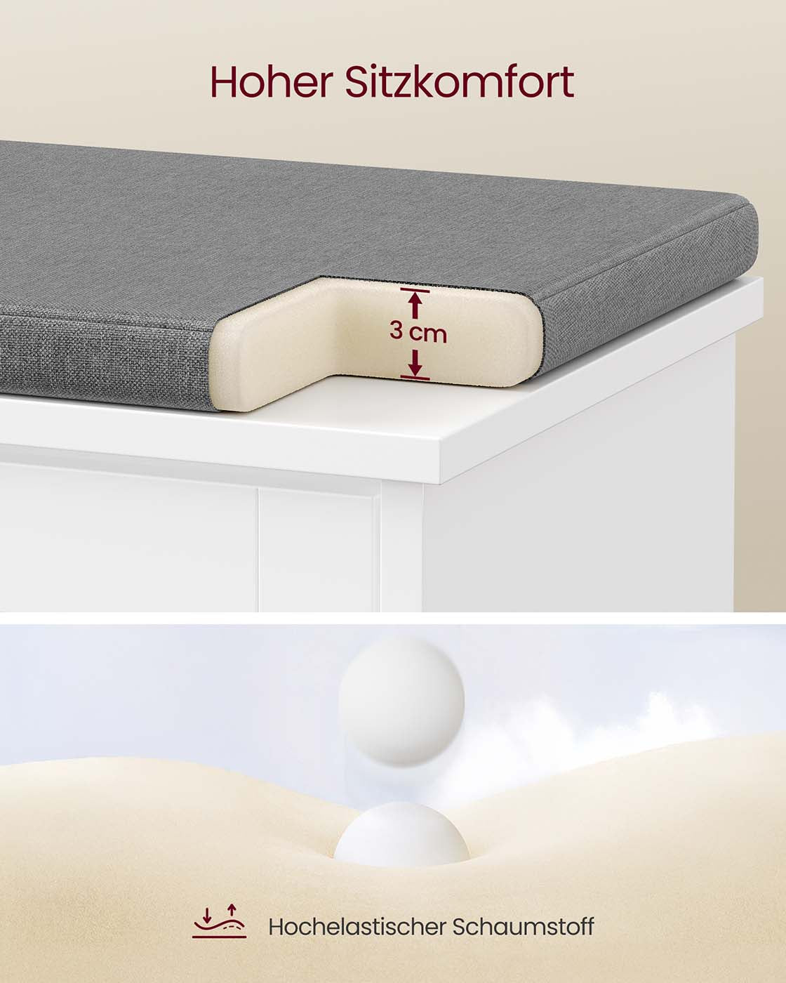 Skobänk - Sittdyna, hopfällbart fack och justerbar skiljevägg - Trä - Hall