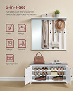 Sko Bank Wall Coat Rack Set med 10 dubbla krokar 102 cm breda