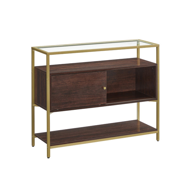 Köksskåp – med glasskiva – chokladbrunt-matt guld