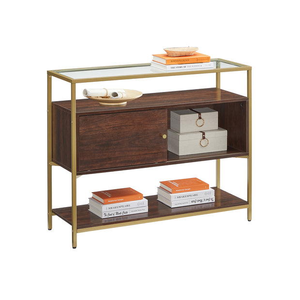 Köksskåp – med glasskiva – chokladbrunt-matt guld