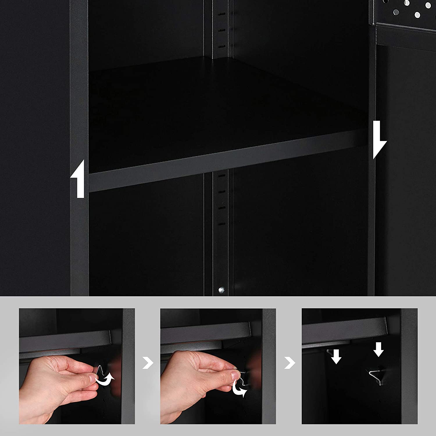 Förvaringsskåp - Rylish Box - med justerbar bräde - med dörr - svart / brun