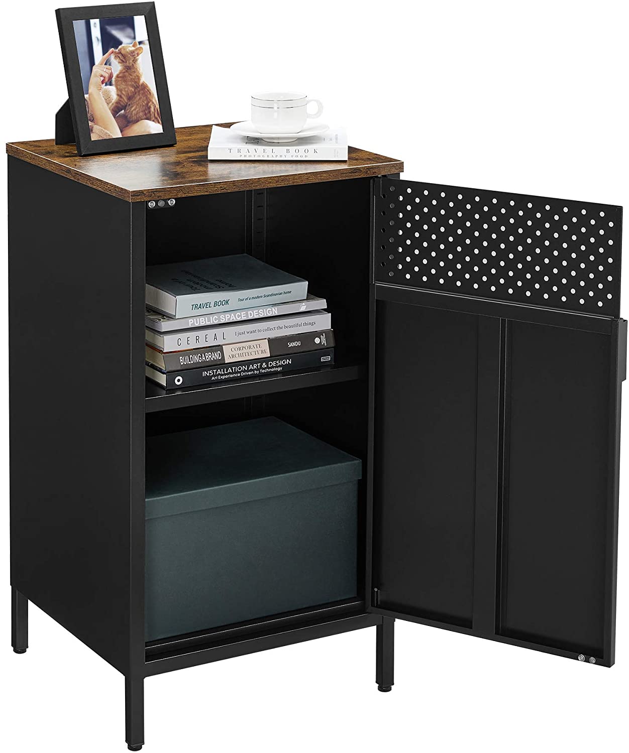 Förvaringsskåp - Rylish Box - med justerbar bräde - med dörr - svart / brun