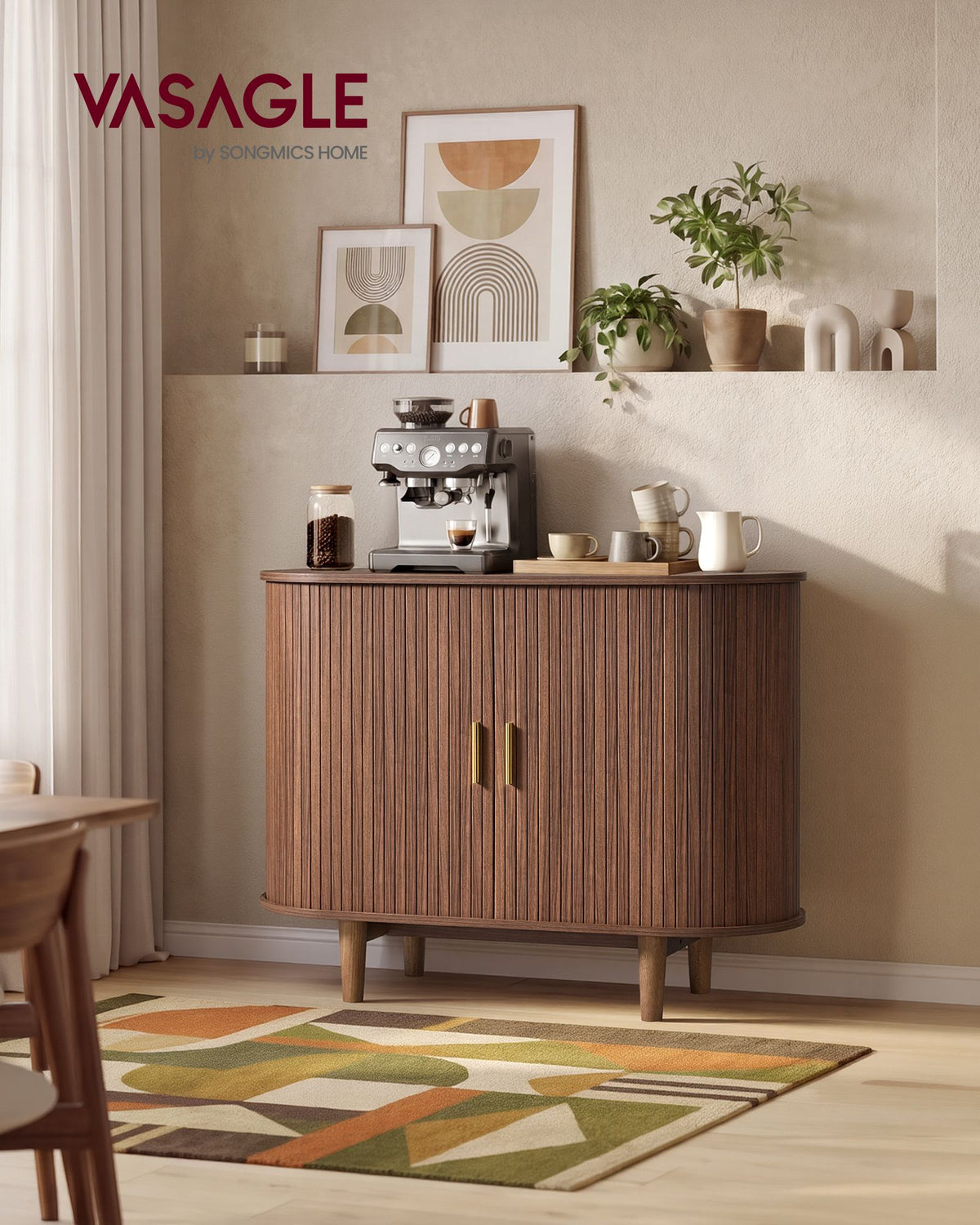 Dressoir - Met Schuifdeuren en Verstelbare Planken - Kastanjebruin - 100 x 40 x 75 cm