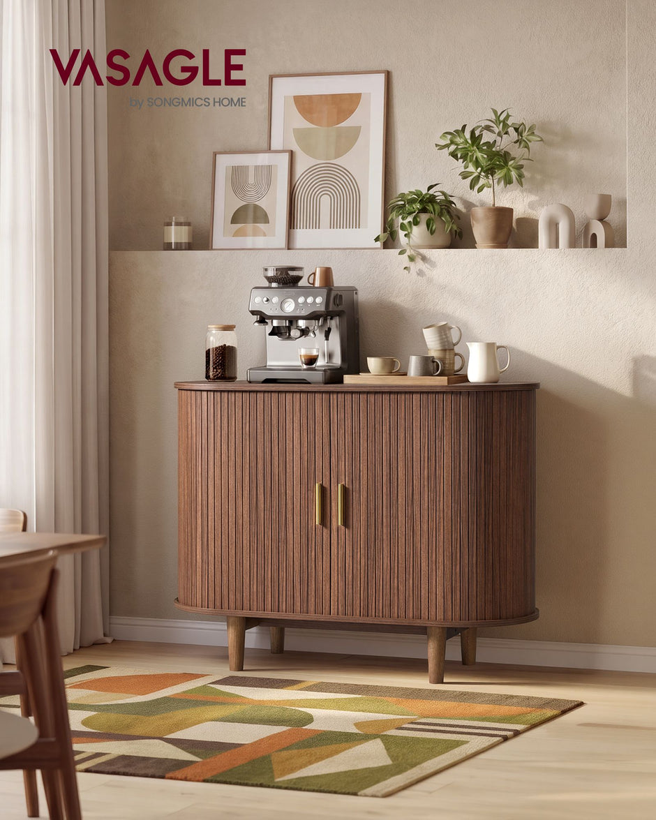 Dressoir - Met Schuifdeuren en Verstelbare Planken - Kastanjebruin - 100 x 40 x 75 cm
